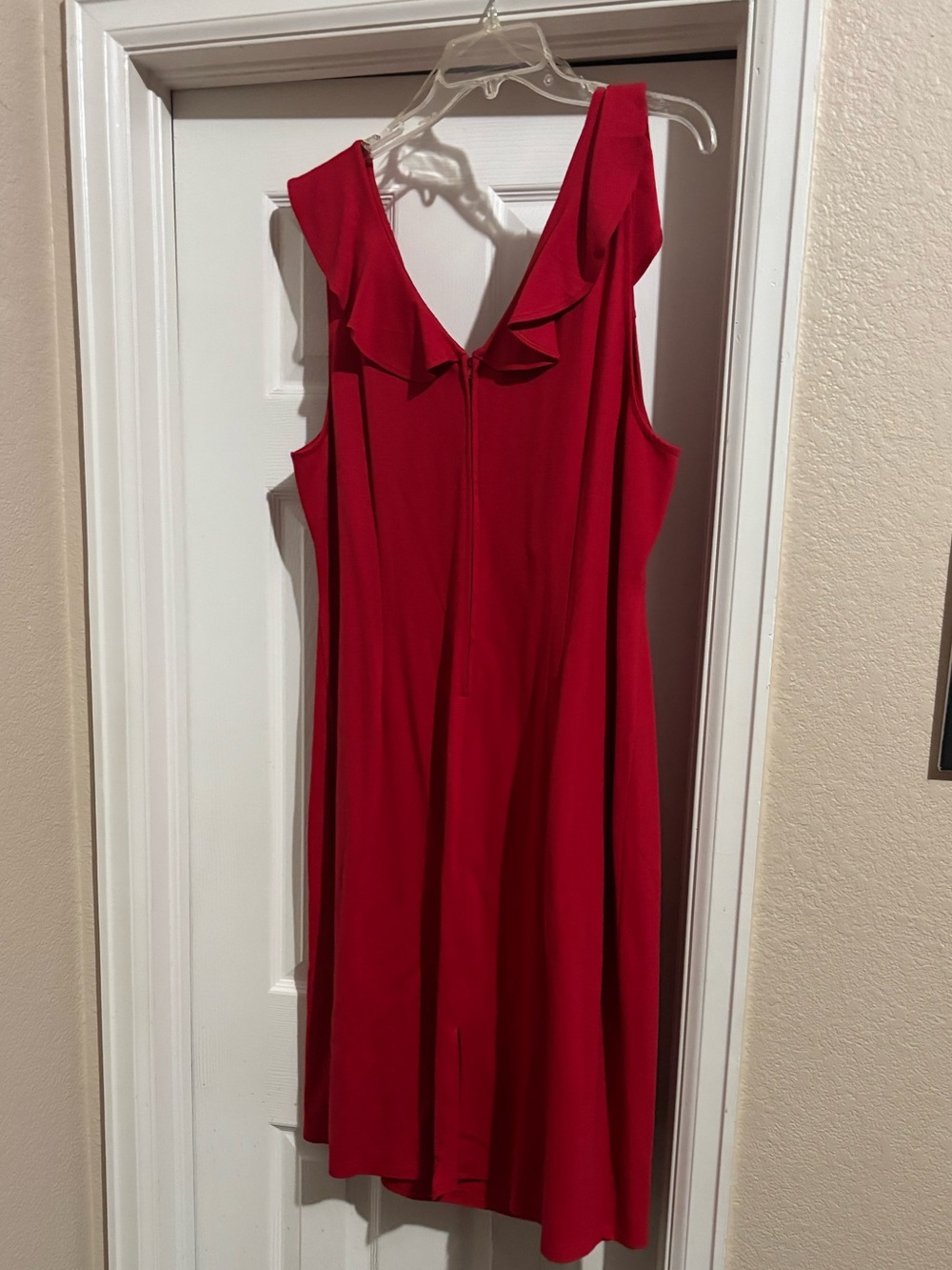 Love Squared Red Ruffle V-Neck Dress